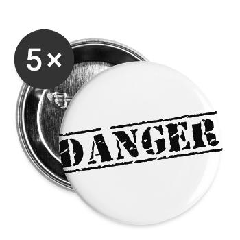 danger danger danger attention - Lot de 5 grands badges (56 mm) - blanc - Devant
