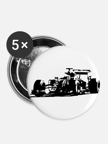 Formula One - Racecar - Buttons groß 56 mm (5er Pack) - Weiß