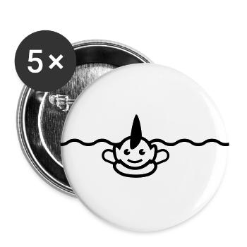 Falschen Haifischfinne / fake shark fin (1c) - Buttons groß 56 mm (5er Pack) - Weiß - Vorne