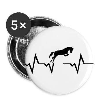 Pferd Herzschlag - Buttons groß 56 mm (5er Pack) - Weiß - Vorne
