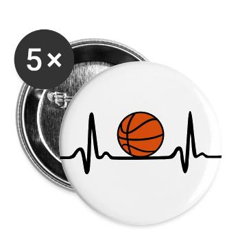 Basketball Heartbeat - Buttons large 2.2''/56 mm (5-pack) - white - Front