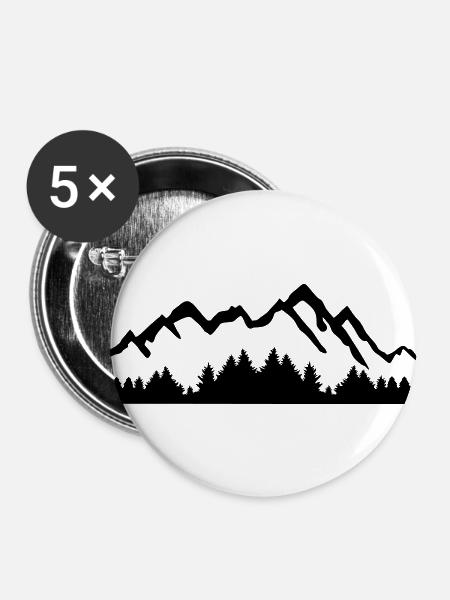 Berg und Wald - Buttons groß 56 mm (5er Pack) - Weiß