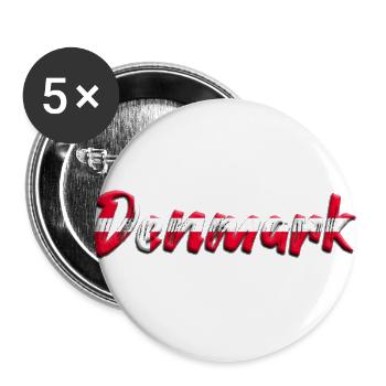 Denmark second Home Dänemark Urlaub Spruch Flagge - Buttons groß 56 mm (5er Pack) - Weiß - Vorne