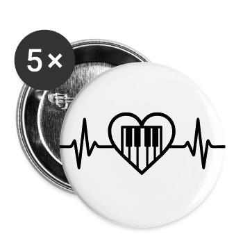 Pianist Keyboard Heart Music - Buttons large 2.2''/56 mm (5-pack) - white - Front