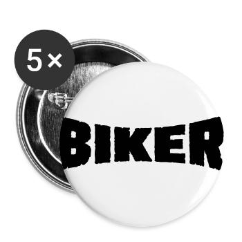 Biker - Lot de 5 grands badges (56 mm) - blanc - Devant