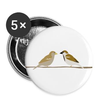 Spatzen - Buttons groß 56 mm (5er Pack) - Weiß - Vorne