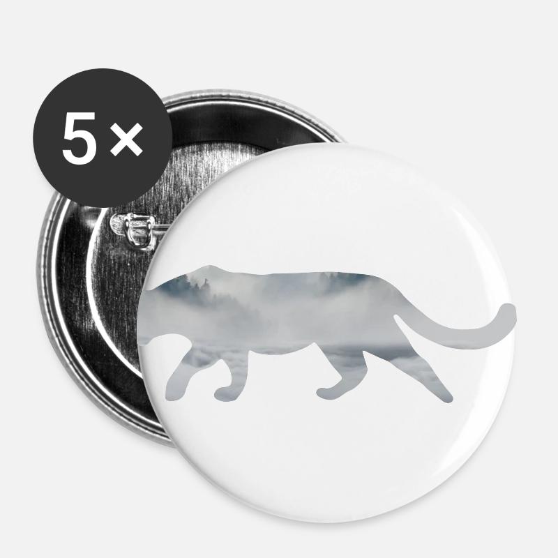 Snow Leopard - Buttons large 2.2''/56 mm (5-pack) - white