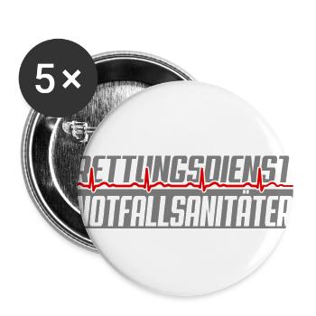 Notfallsanitäter EKG - Buttons groß 56 mm (5er Pack) - Weiß - Vorne