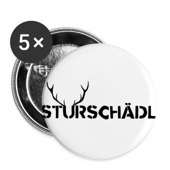 Sturschädl Dickkopf Dialekt Mundart Bayern deutsch - Buttons groß 56 mm (5er Pack) - Weiß - Vorne