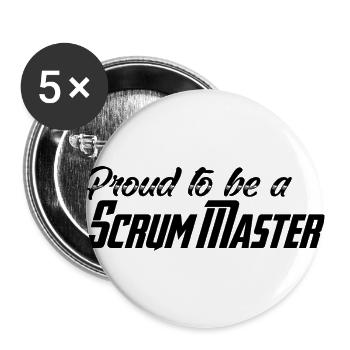 Proud to be a Scrum Master - Buttons large 2.2''/56 mm (5-pack) - white - Front