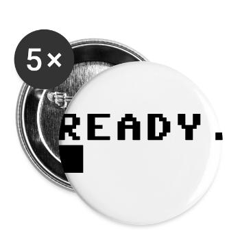 C64 Ready Nerd Computer Retro Gift Idea - Buttons large 2.2''/56 mm (5-pack) - white - Front