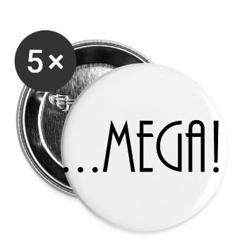 Mega Schwarz - Buttons groß 56 mm (5er Pack) - Weiß - Vorne