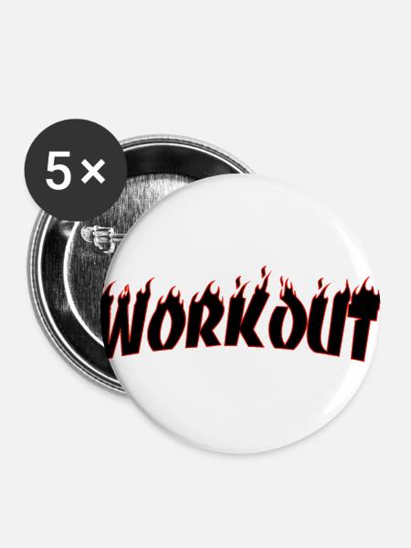 Workout Motivation - Buttons groß 56 mm (5er Pack) - Weiß