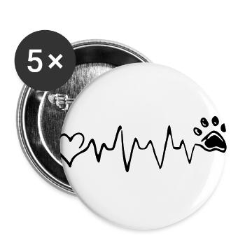 heartbeat dog - Buttons large 2.2''/56 mm (5-pack) - white - Front
