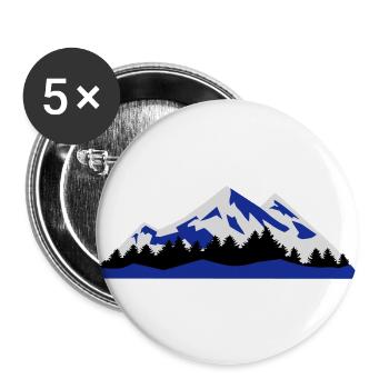 Berge, Winter, Landschaft - Buttons groß 56 mm (5er Pack) - Weiß - Vorne