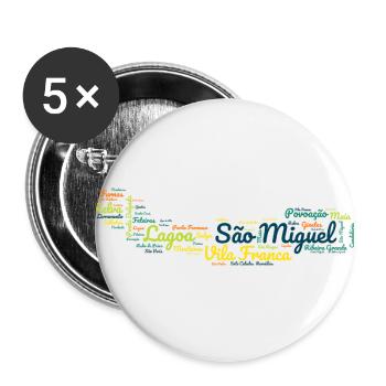 Açores Sao Miguel Ile Sao Miguel - Lot de 5 grands badges (56 mm) - blanc - Devant