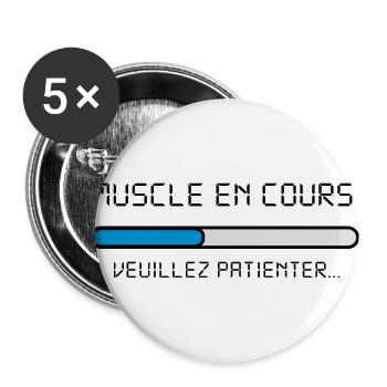 muscle_en_cours - Lot de 5 grands badges (56 mm) - blanc - Devant