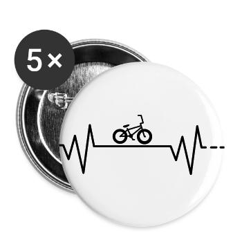 Heartbeat BMX Bike Trick Idée Cadeau Vélo - Lot de 5 grands badges (56 mm) - blanc - Devant