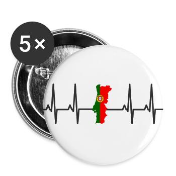 Portugal flag heartbeat outline pulse ECG country - Buttons large 2.2''/56 mm (5-pack) - white - Front