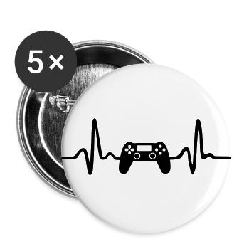 Gaming Herzschlag - Buttons groß 56 mm (5er Pack) - Weiß - Vorne