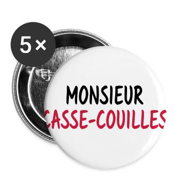 Monsieur casse couilles - Lot de 5 grands badges (56 mm) - blanc - Devant