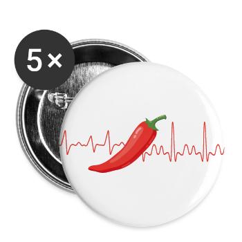 Chilischote - Buttons groß 56 mm (5er Pack) - Weiß - Vorne