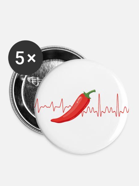 Chilischote - Buttons groß 56 mm (5er Pack) - Weiß