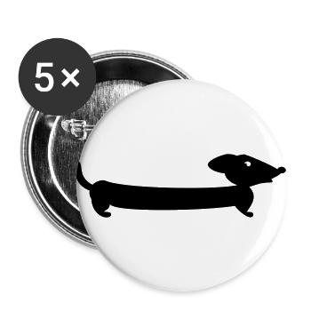 Stretch-Dackel / stretch dachshund (1c) - Buttons large 2.2''/56 mm (5-pack) - white - Front