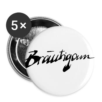 Bräutigam - Buttons groß 56 mm (5er Pack) - Weiß - Vorne