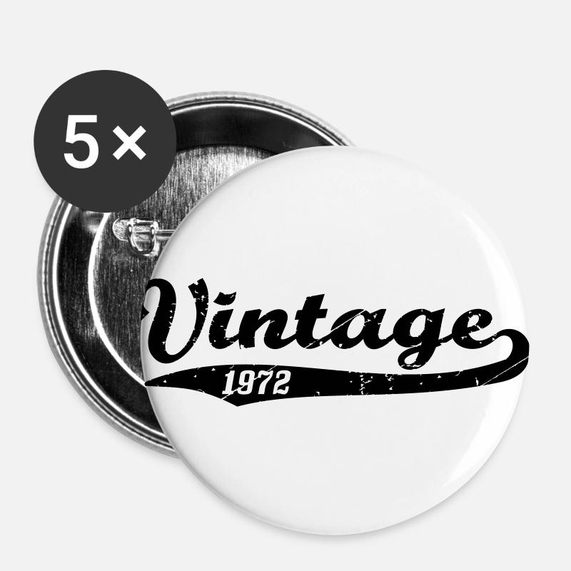 Vintage 1972 - Buttons large 2.2''/56 mm (5-pack) - white