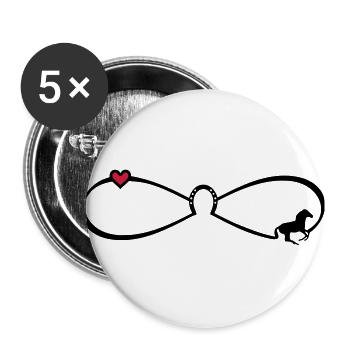 signe symbole de l'infini du cheval amitié 8 - Lot de 5 grands badges (56 mm) - blanc - Devant