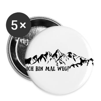 ich bin mal weg - Buttons groß 56 mm (5er Pack) - Weiß - Vorne