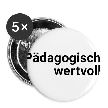 Pädagogisch wertvoll - Buttons groß 56 mm (5er Pack) - Weiß - Vorne