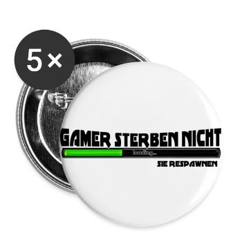 Gamer sterben nicht - Buttons groß 56 mm (5er Pack) - Weiß - Vorne