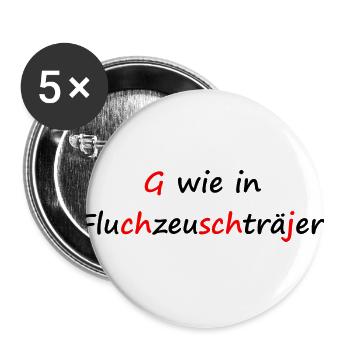 Fluchzeuschträjer Spruch / Dialekt / Kölsch - Buttons groß 56 mm (5er Pack) - Weiß - Vorne