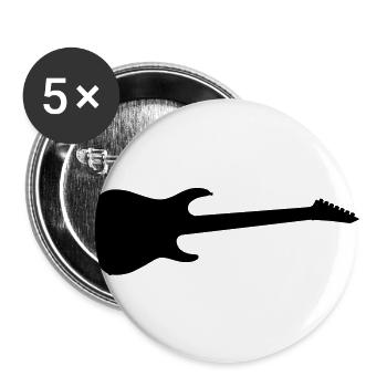 Gitarre Schwarz - Buttons groß 56 mm (5er Pack) - Weiß - Vorne