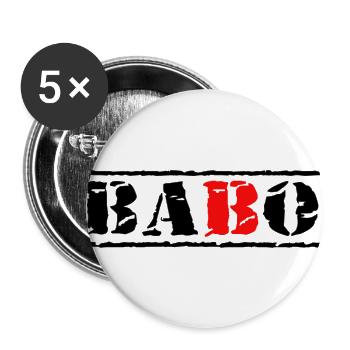 stempel babo schwarz rot - Buttons groß 56 mm (5er Pack) - Weiß - Vorne