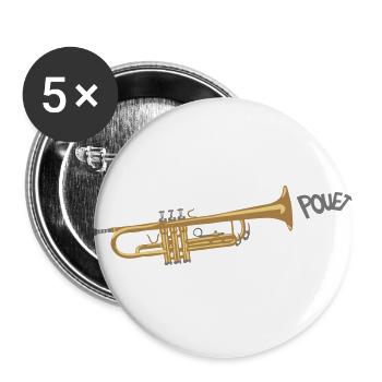 La trompette qui fait pouet - Lot de 5 grands badges (56 mm) - blanc - Devant