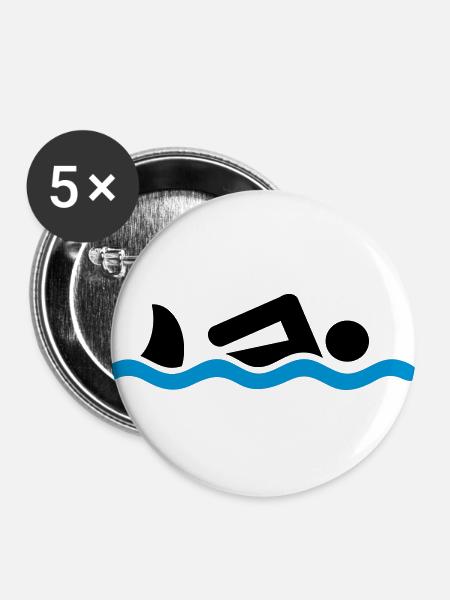 swim with shark - Buttons large 2.2''/56 mm (5-pack) - white