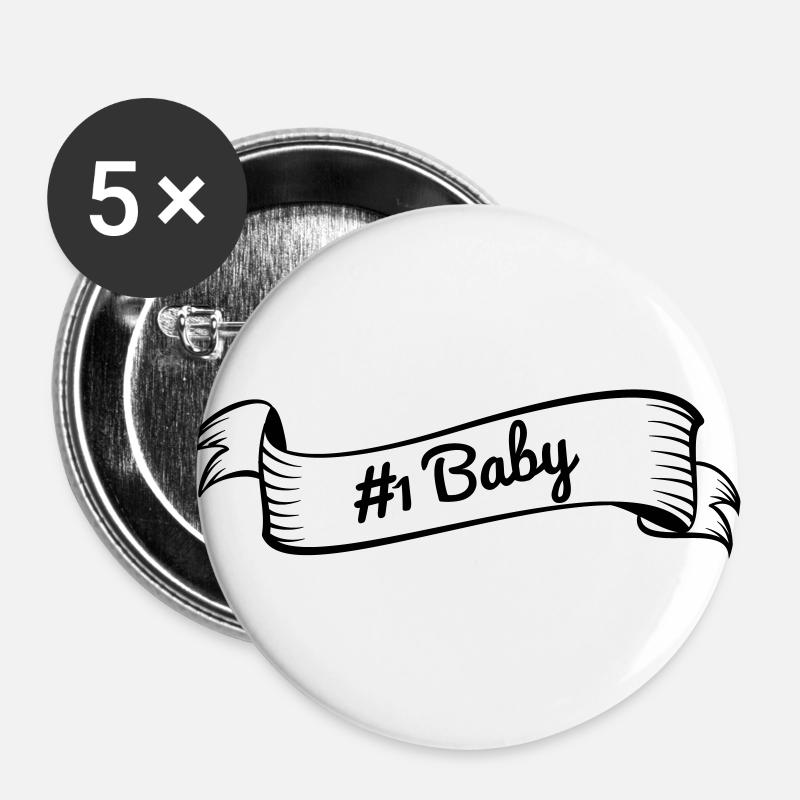 #1 baby - Buttons large 2.2''/56 mm (5-pack) - white