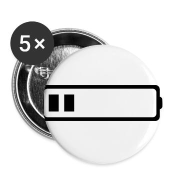 BATTERIE 2 BATONS - Lot de 5 grands badges (56 mm) - blanc - Devant