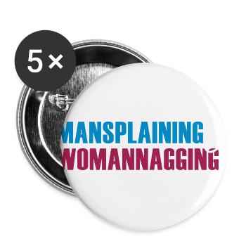 mansplaining womannagging mann frau spruch gender - Buttons groß 56 mm (5er Pack) - Weiß - Vorne