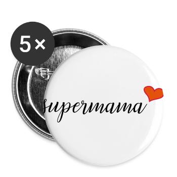 Super maman - Lot de 5 grands badges (56 mm) - blanc - Devant