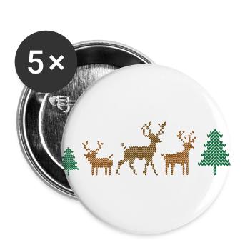 Lustige Weihnachten im Wald - Buttons groß 56 mm (5er Pack) - Weiß - Vorne