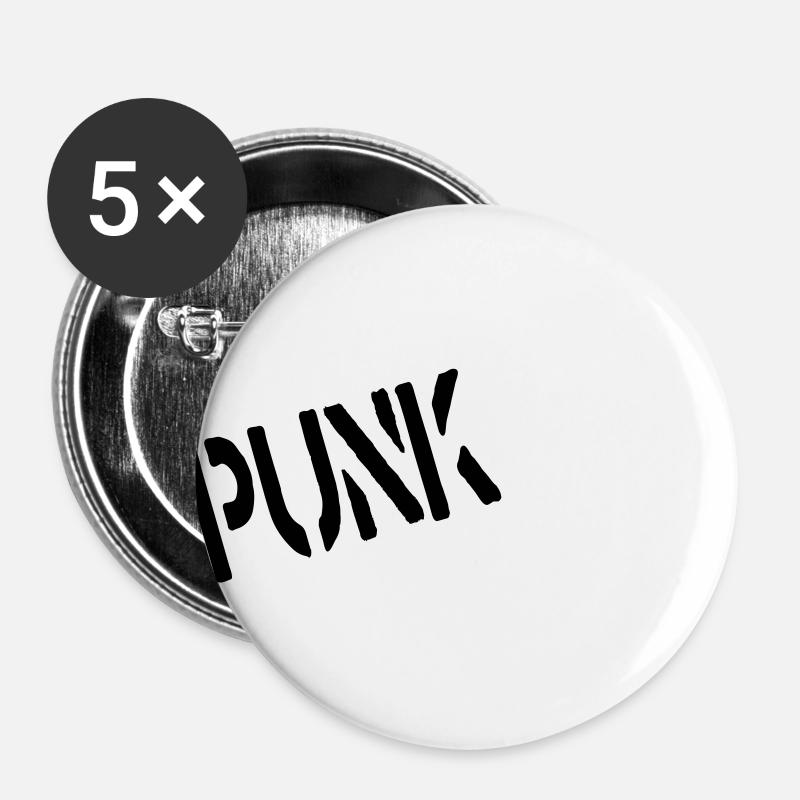 Punk - Buttons groß 56 mm (5er Pack) - Weiß