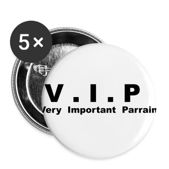 Very Important Parrain - VIP - Lot de 5 grands badges (56 mm) - blanc - Devant