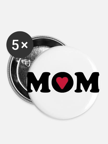 Ich liebe Mama - Buttons groß 56 mm (5er Pack) - Weiß