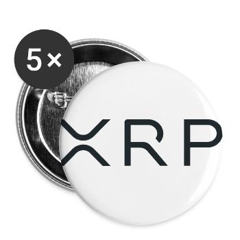 Ripple XRP Logo - Buttons groß 56 mm (5er Pack) - Weiß - Vorne