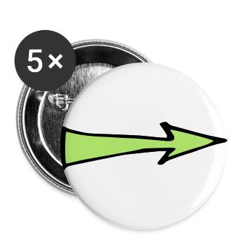 Flèche verte - Lot de 5 grands badges (56 mm) - blanc - Devant