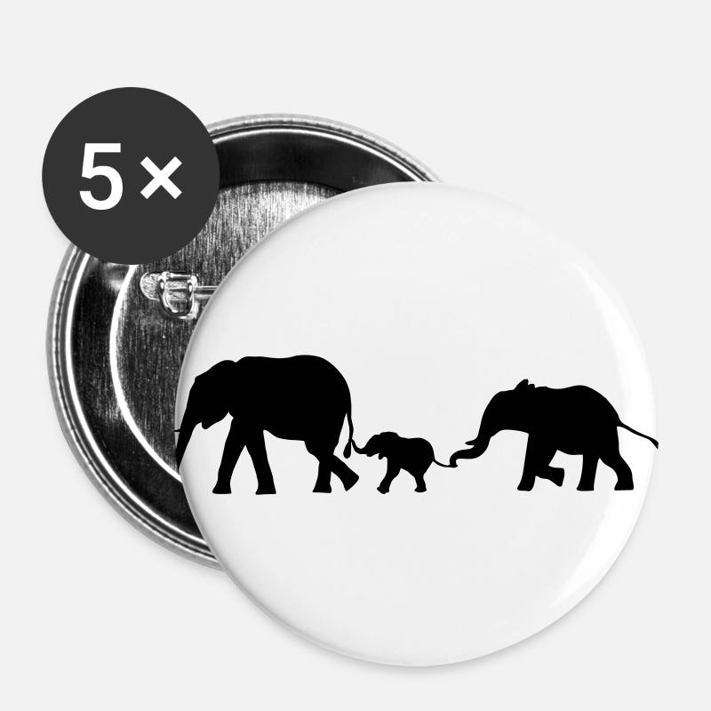 Elefanten, Elefant - Buttons groß 56 mm (5er Pack) - Weiß